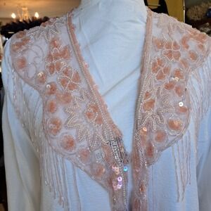 Channa Pink Beaded Sequin Capelet Shawl‎ Wedding Bridal Party Cover Up